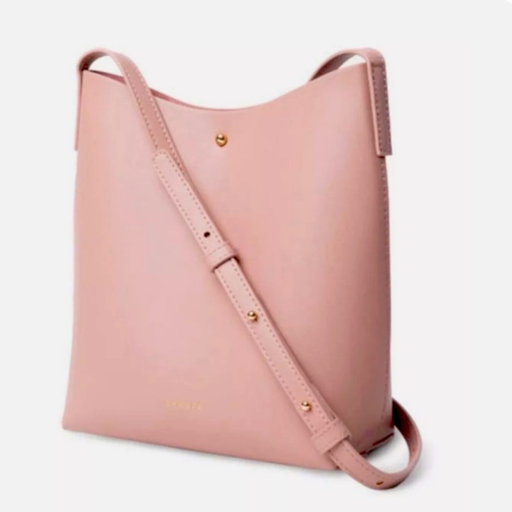 Anthropologie Samara Crossbody Bag Peony Pink Blush Vegan Leather